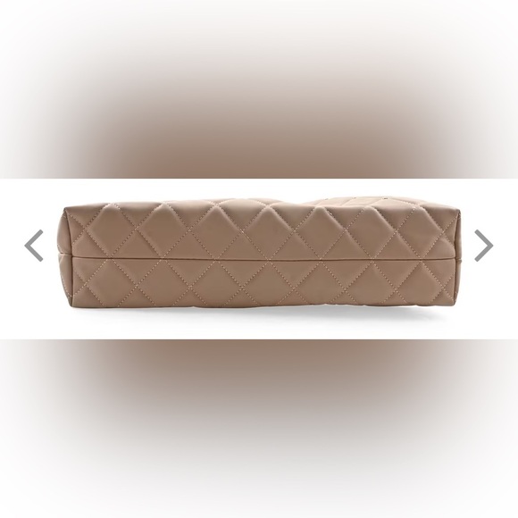 Badgley Mischka Taupe Vegan Leather Quilted Shoulder Bag with Zip Top NWT - Picture 4 of 6